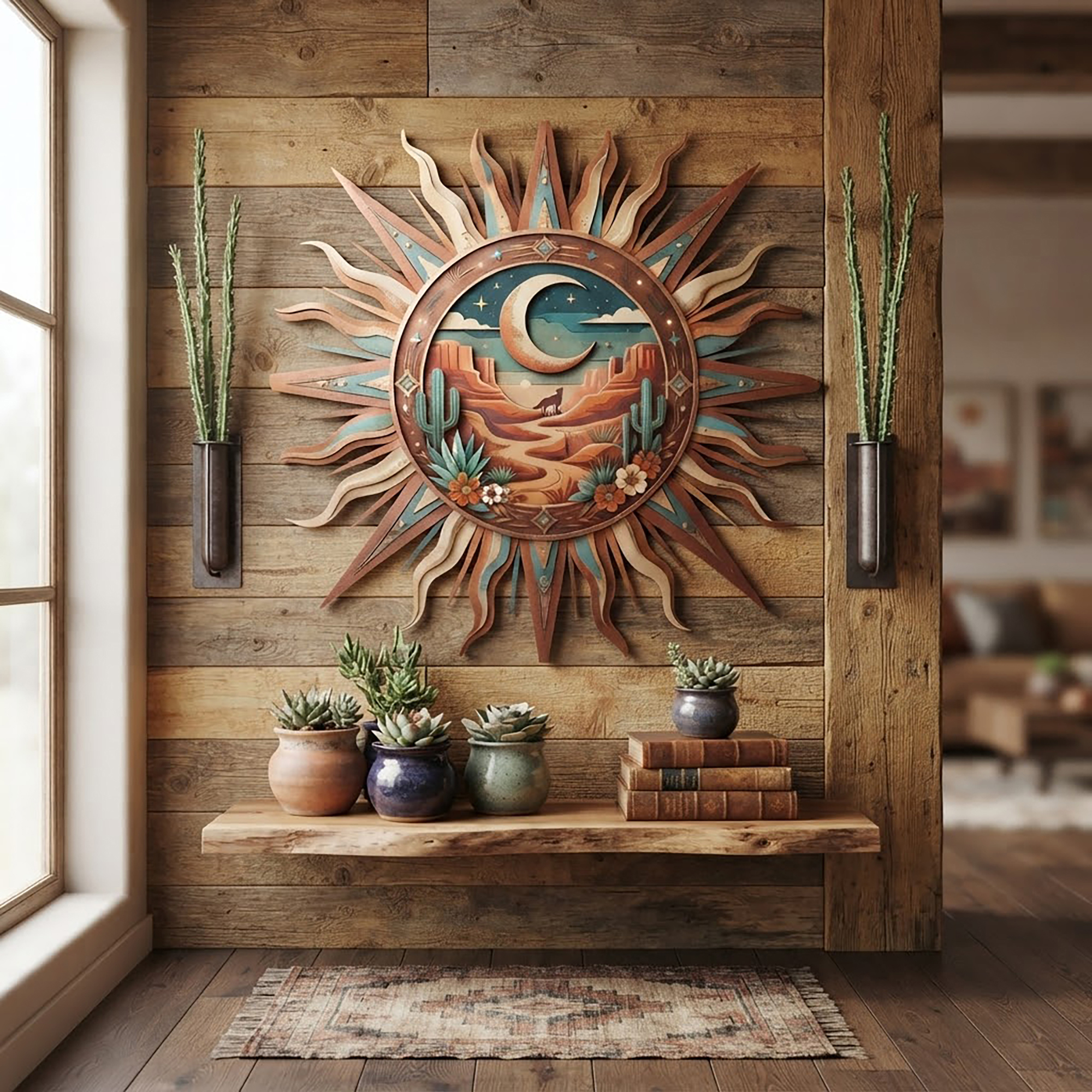 Desert Sun and Moon Metal Wall Art - product view 2