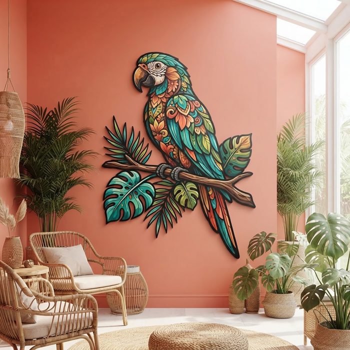 Colorful Macaw Metal Wall Art