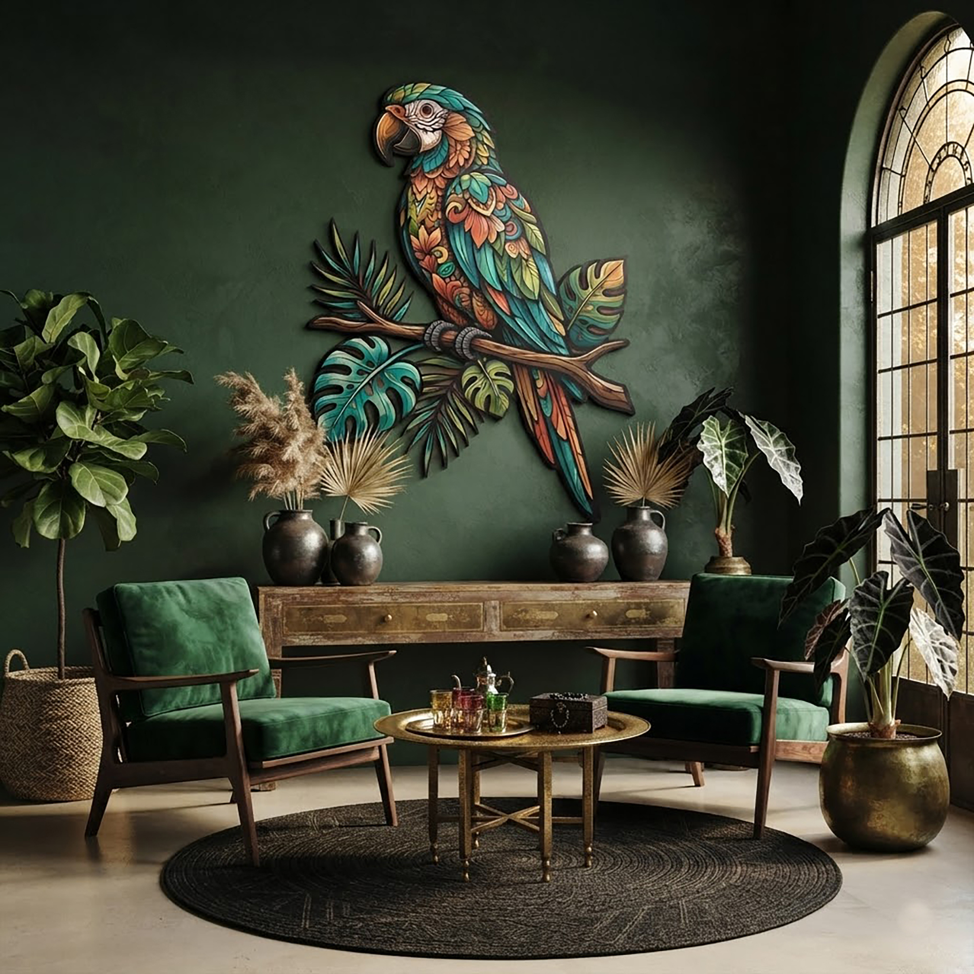 Colorful Macaw Metal Wall Art - product view 2