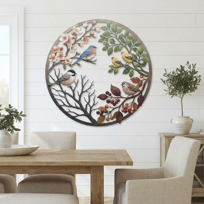 Four Seasons Bird Metal Wall Art