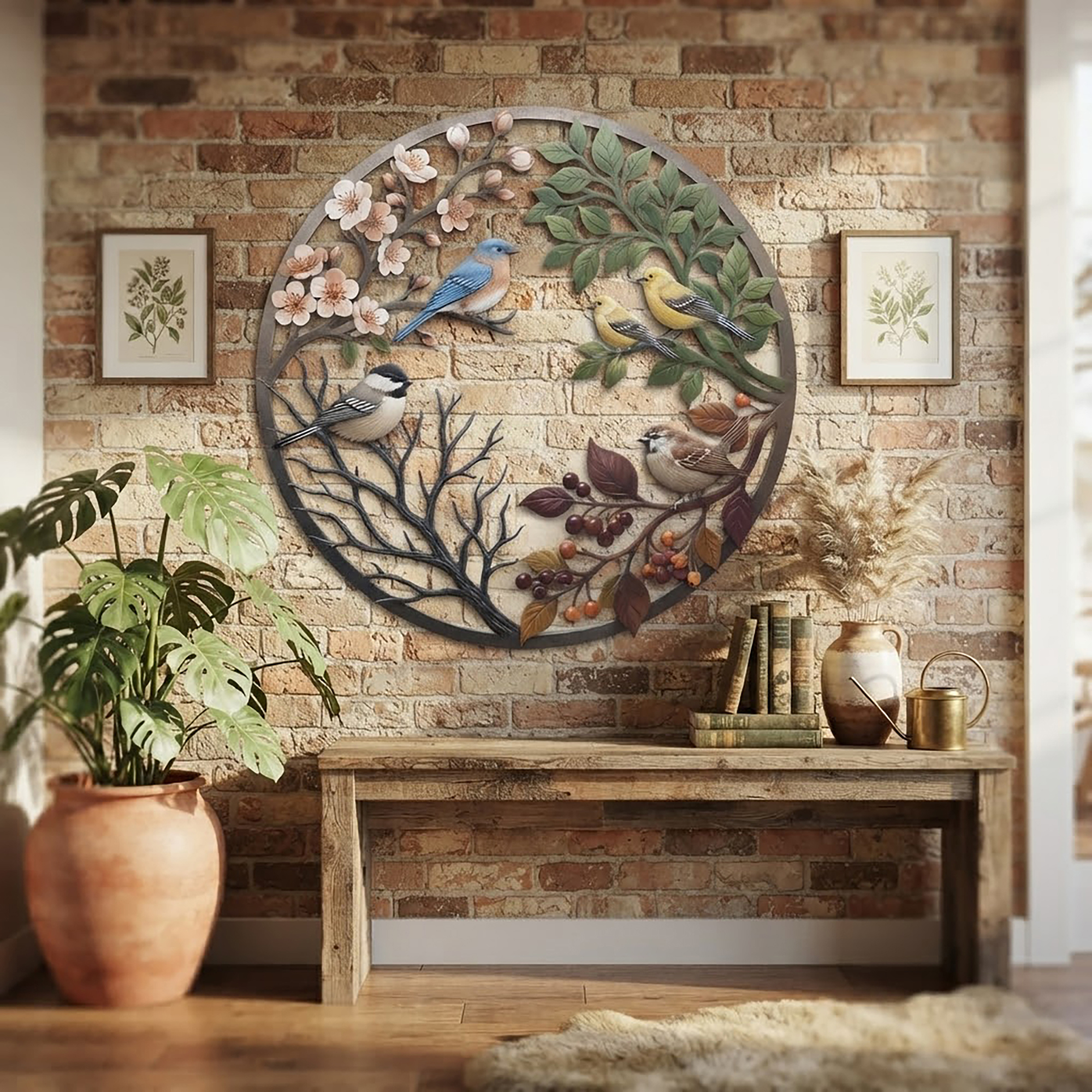 Four Seasons Bird Metal Wall Art - product view 2