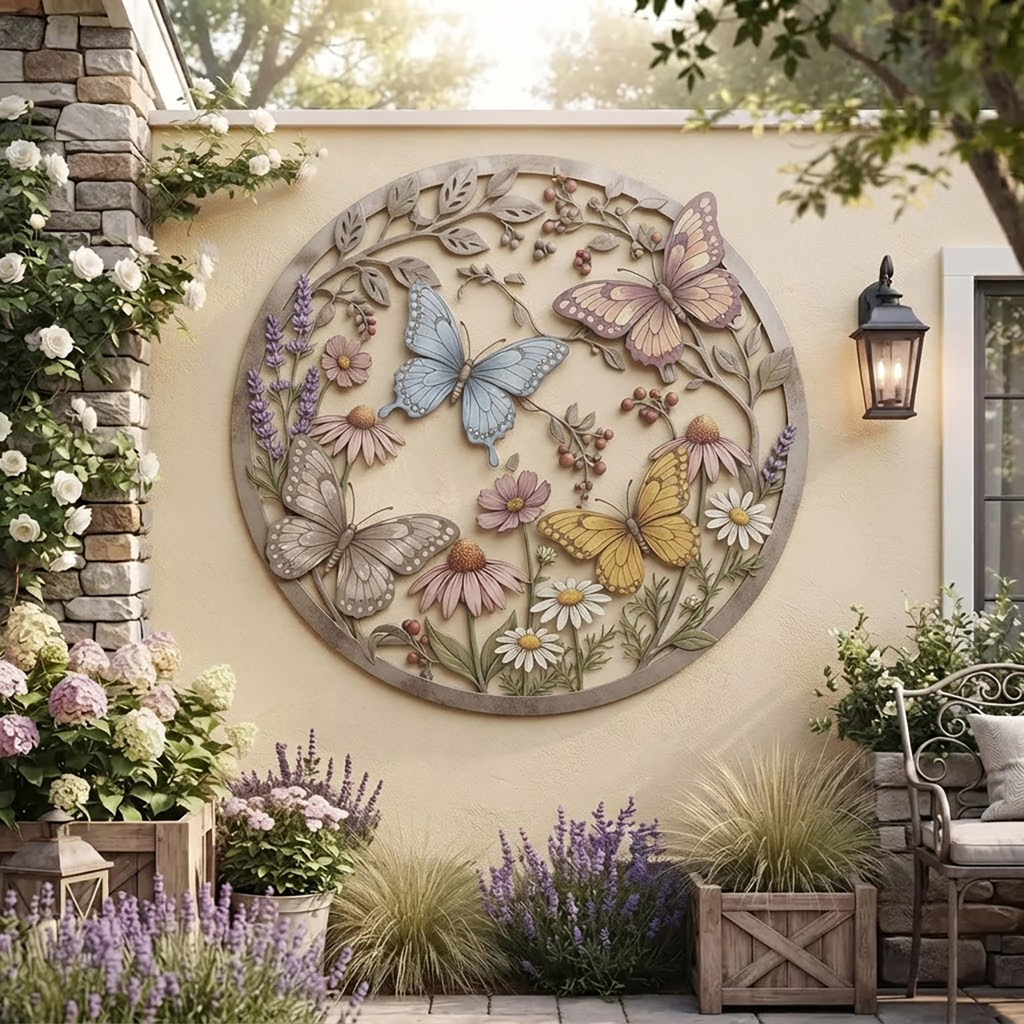 Butterfly Flower Metal Wall Art