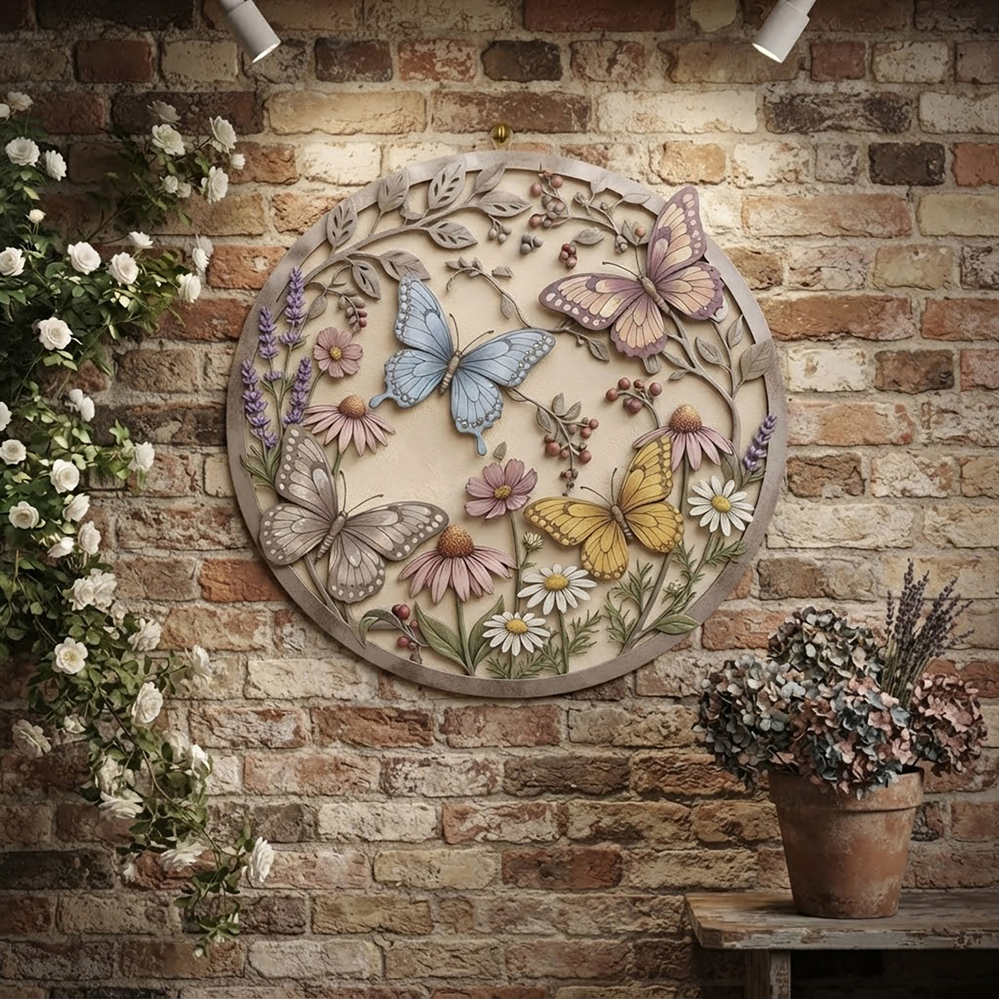 Butterfly Flower Metal Wall Art - product view 2
