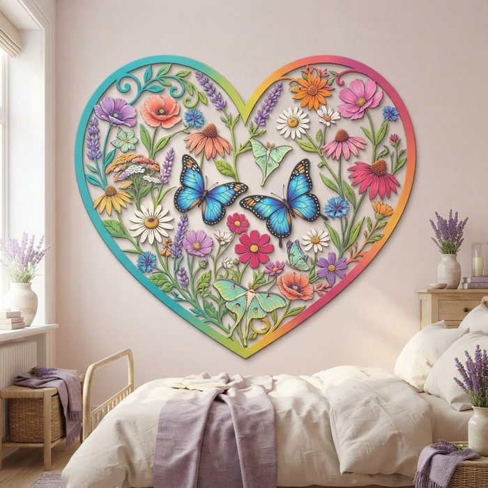 Butterfly Heart Metal Wall Art