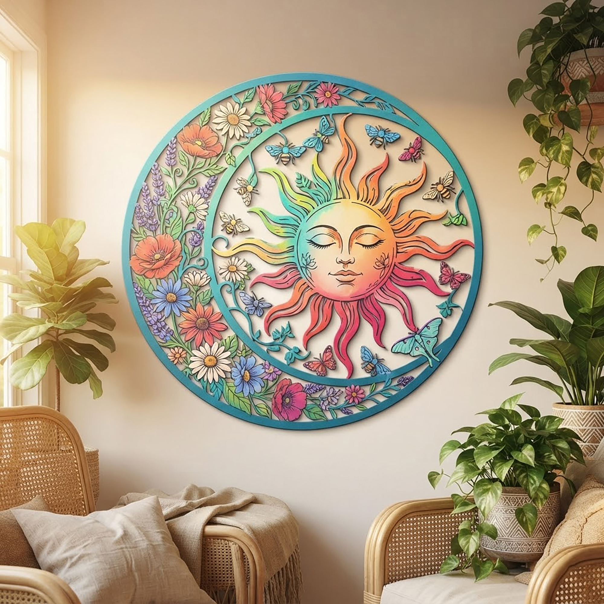 Celestial Sun Metal Wall Art
