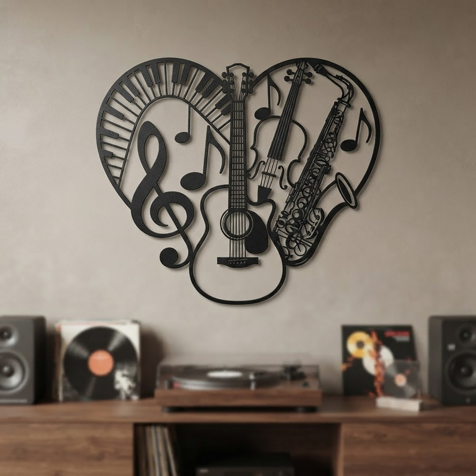 Music Heart Metal Wall Art