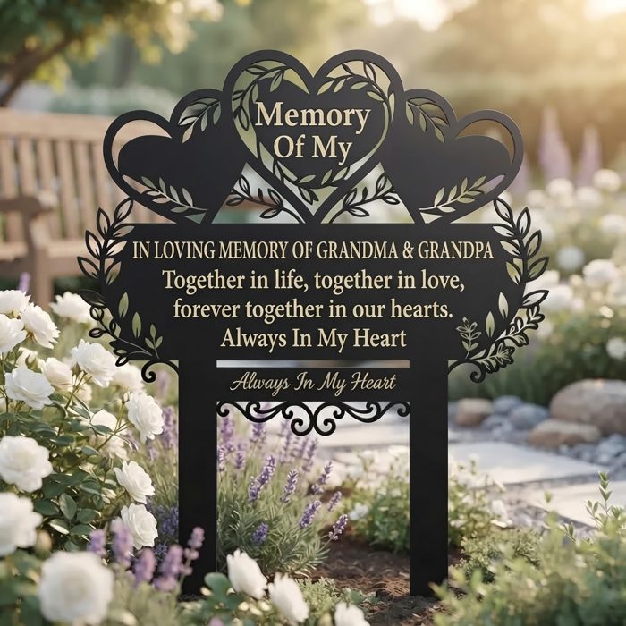 Grandma and Grandpa Memorial Metal Garden Stake