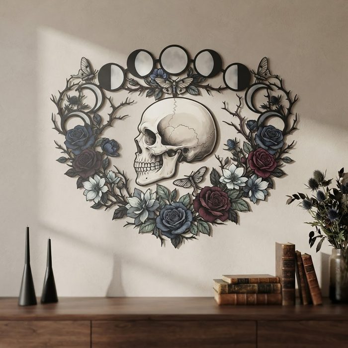 Floral Skull Metal Wall Art