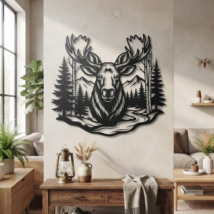 Moose Forest Metal Wall Art