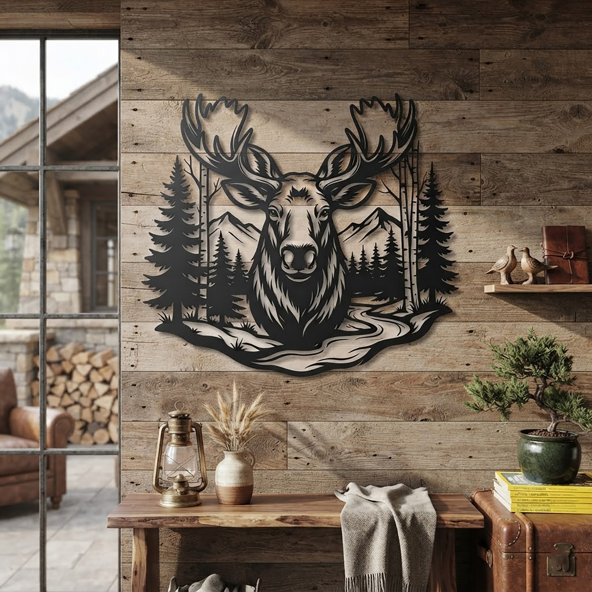 Moose Forest Metal Wall Art - product view 2