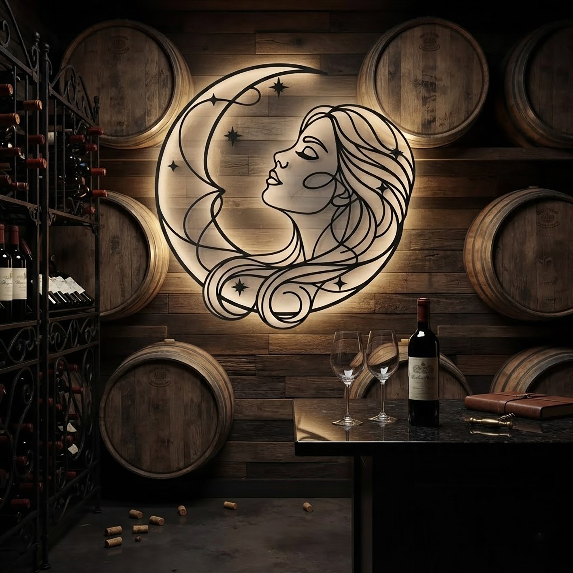 Moon Goddess LED Metal Wall Art - product view 2