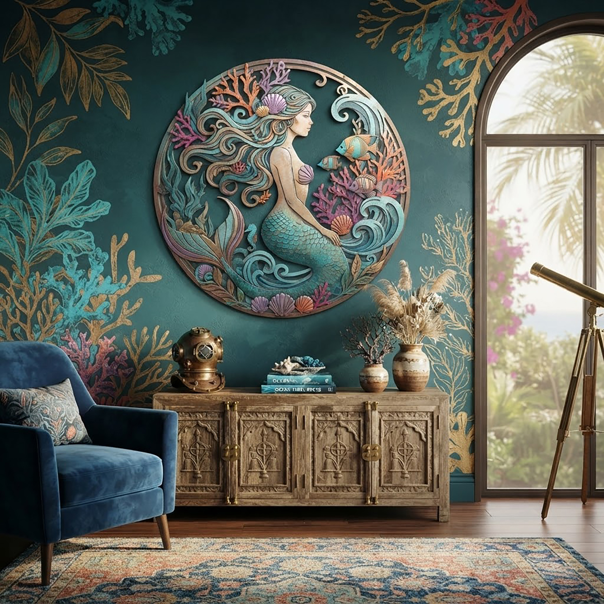 Mermaid Metal Wall Art - product view 2