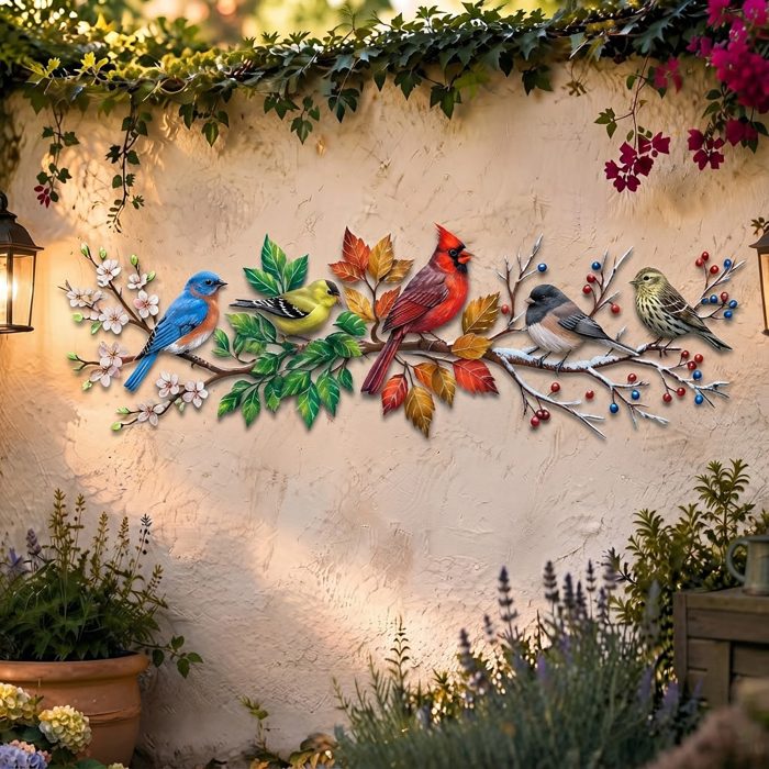 Four Seasons Songbird Metal Wall Art