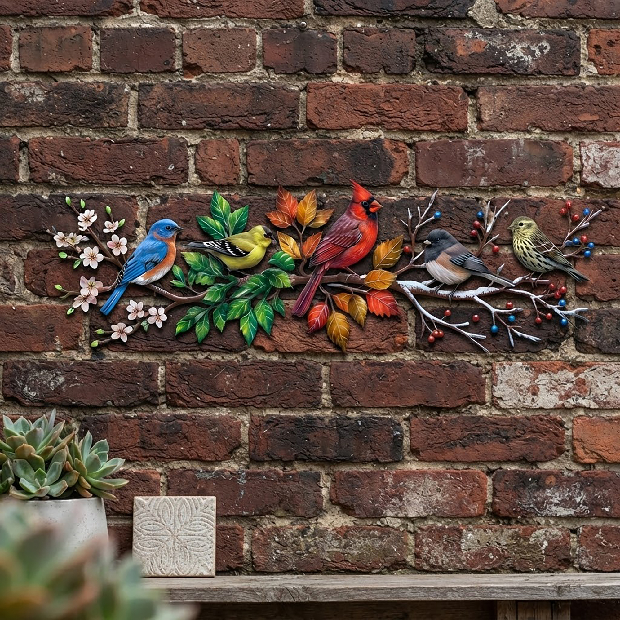 Four Seasons Songbird Metal Wall Art - product view 2