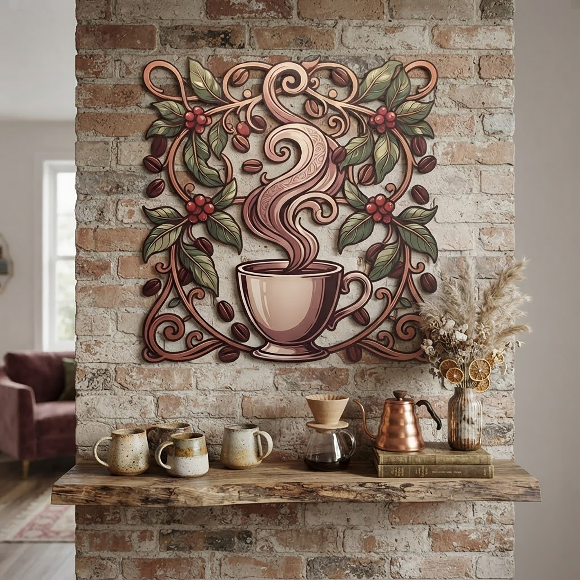 Coffee Cup Metal Wall Art - product view 2