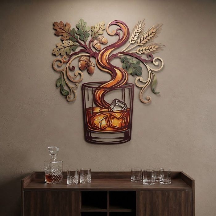Whiskey Glass Metal Wall Art