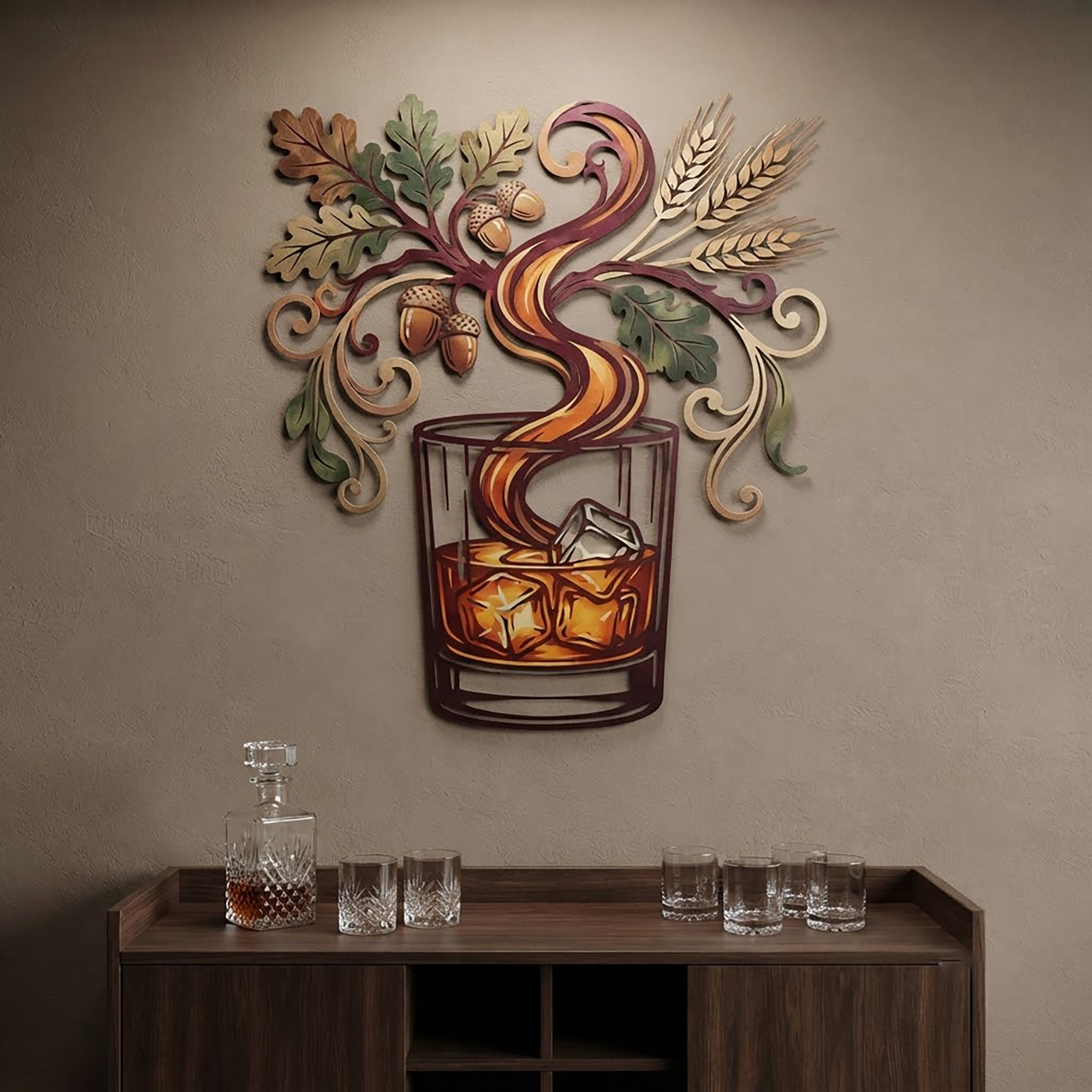 Whiskey Glass Metal Wall Art
