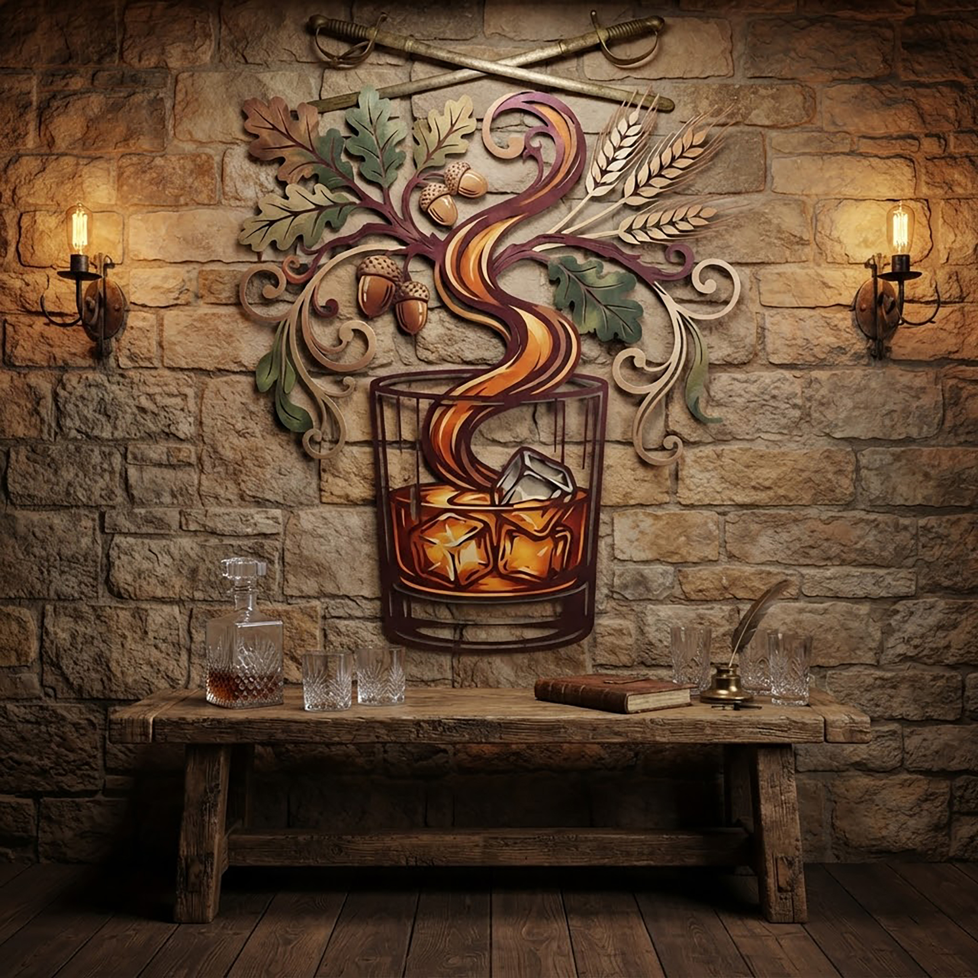 Whiskey Glass Metal Wall Art - product view 2