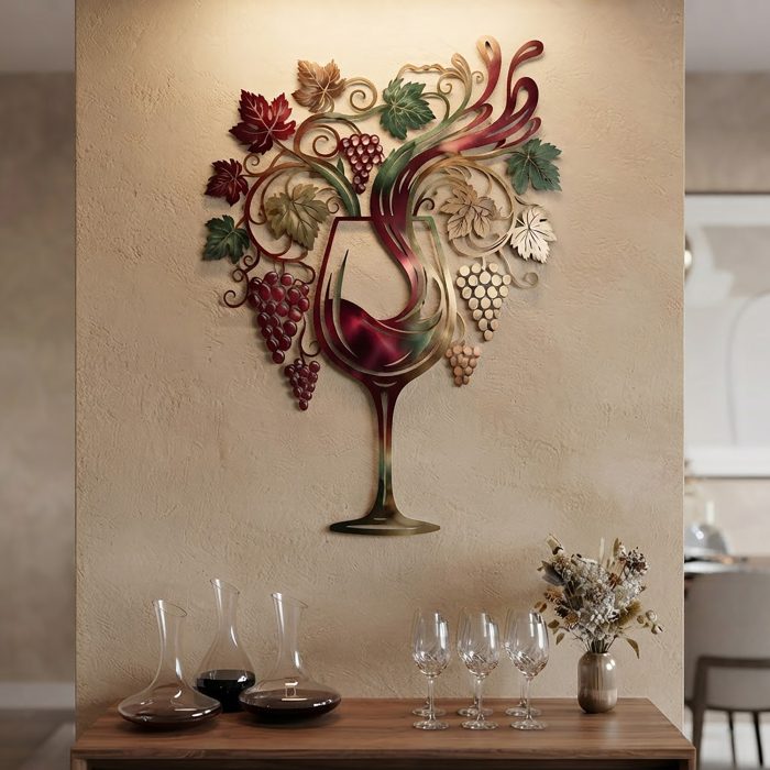 Wine Glass Metal Wall Art