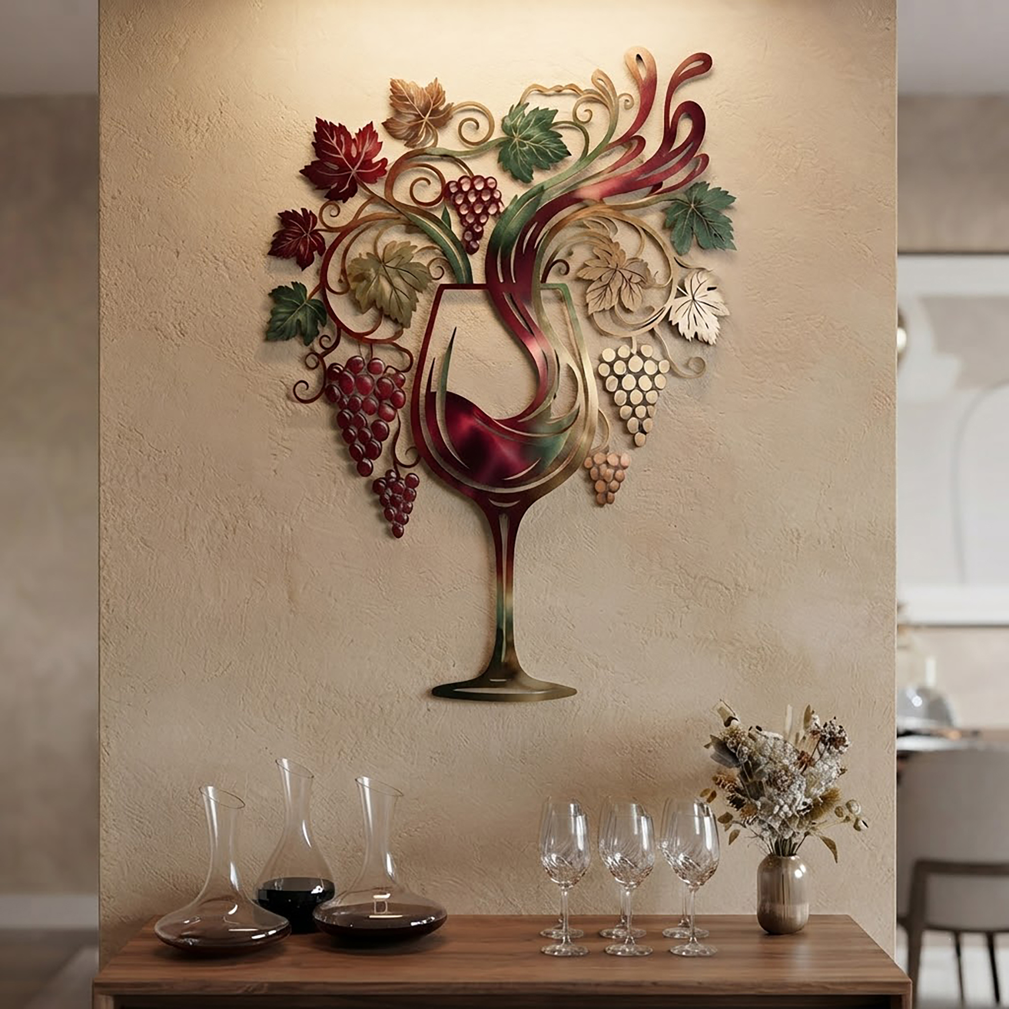 Wine Glass Metal Wall Art
