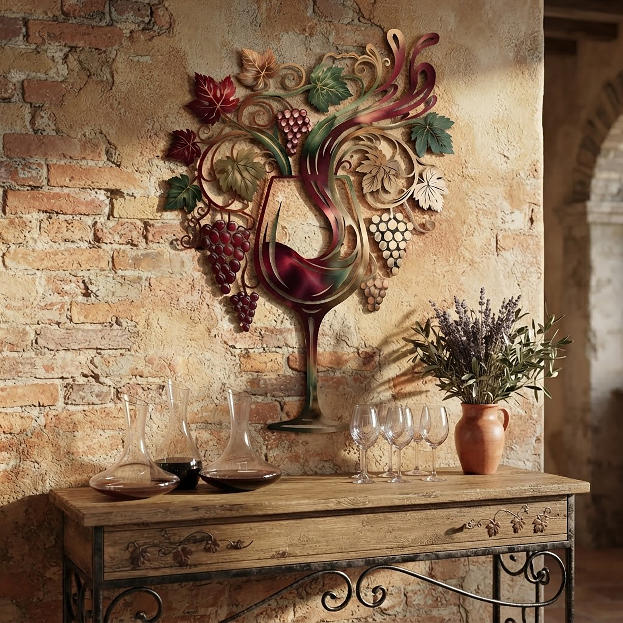 Wine Glass Metal Wall Art - product view 2