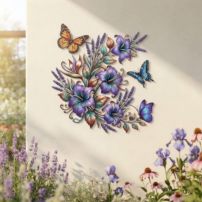 Peacock Floral Metal Wall Art