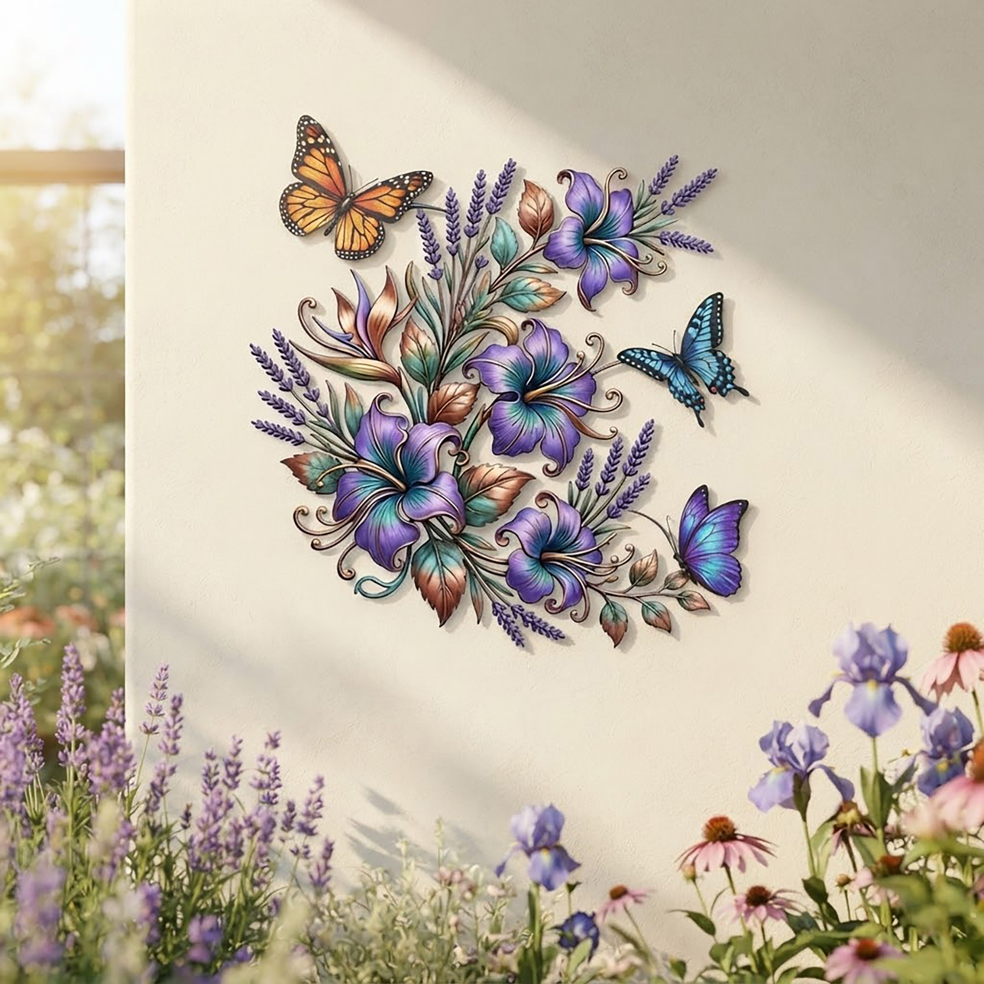 Peacock Floral Metal Wall Art