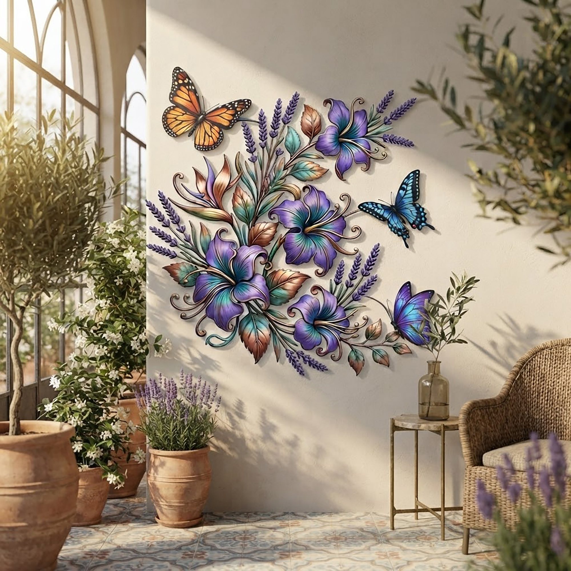 Peacock Floral Metal Wall Art - product view 2