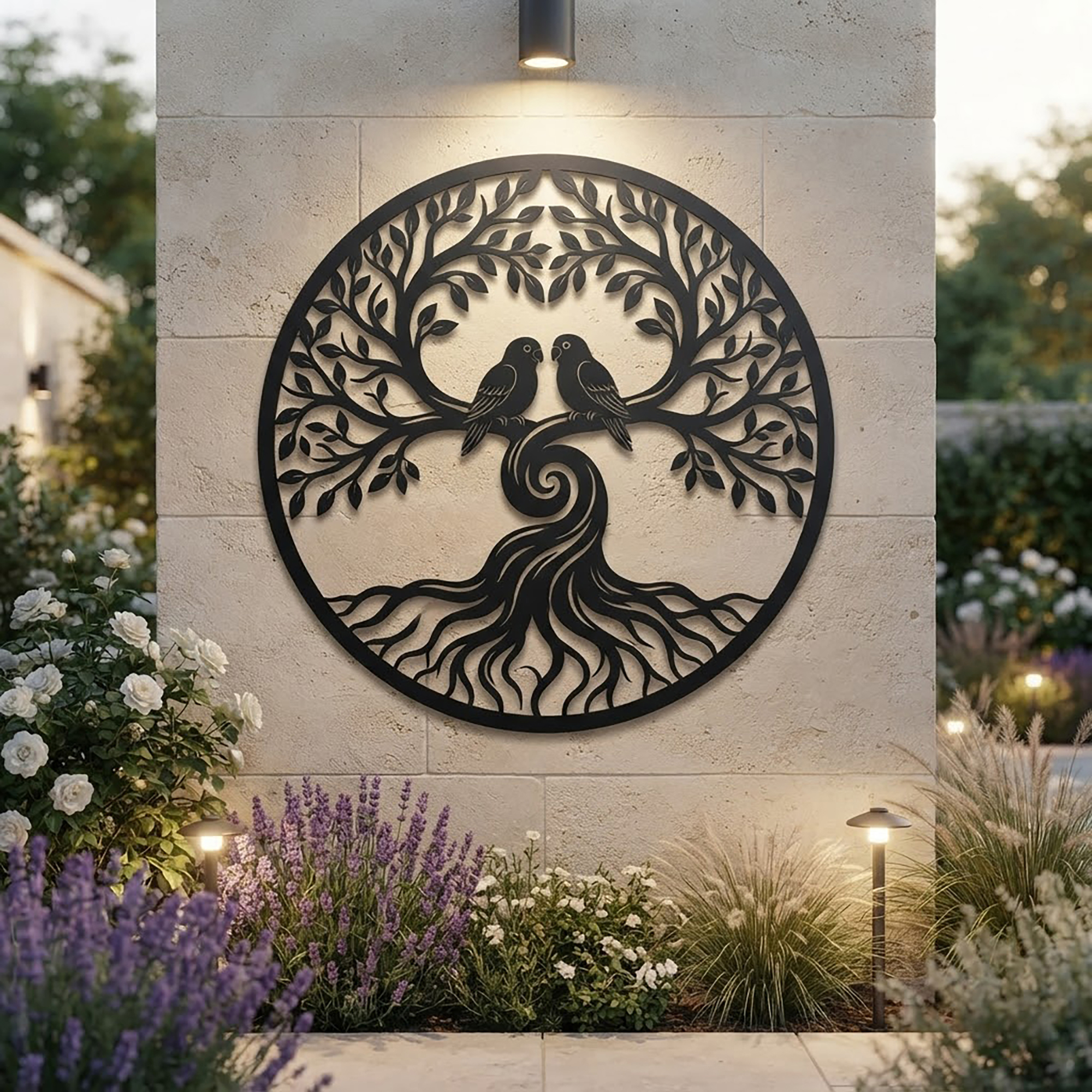 Tree of Life Metal Wall Art with Love Birds