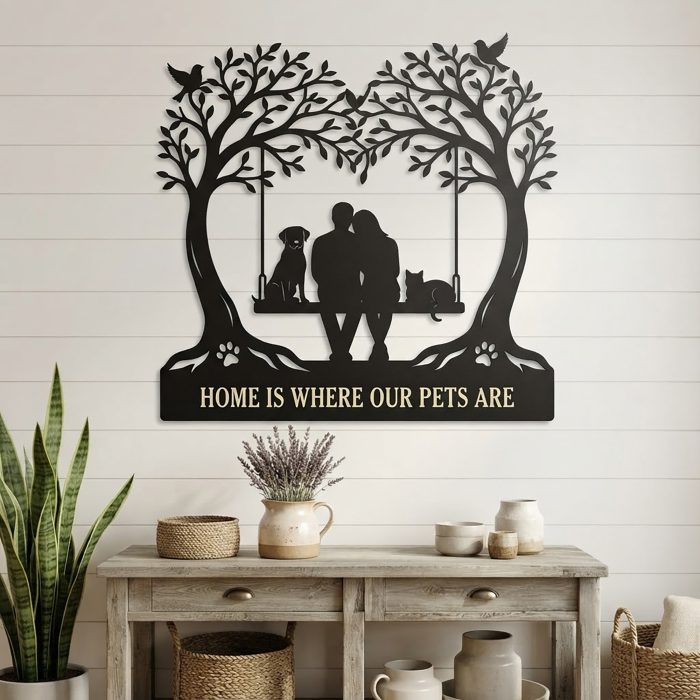 Home Is Where Our Pets Are Metal Wall Art