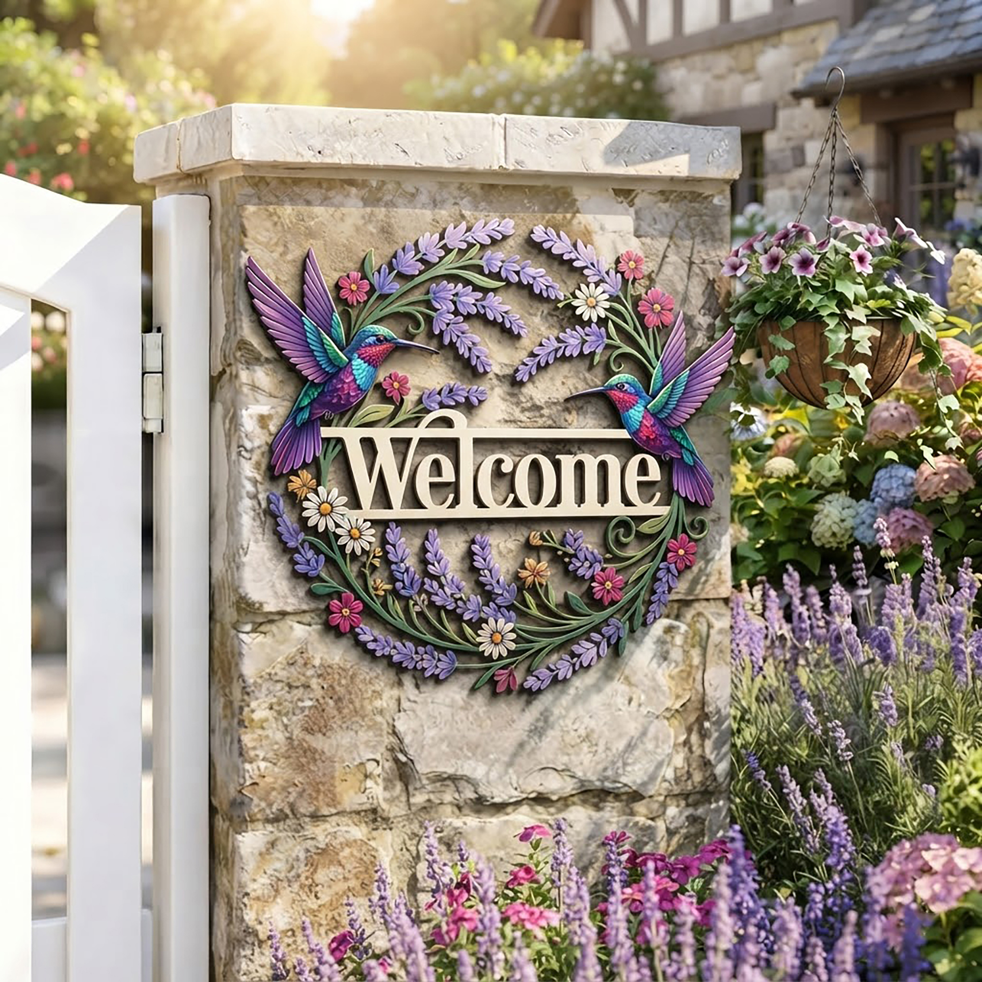 Hummingbird Welcome Metal Sign