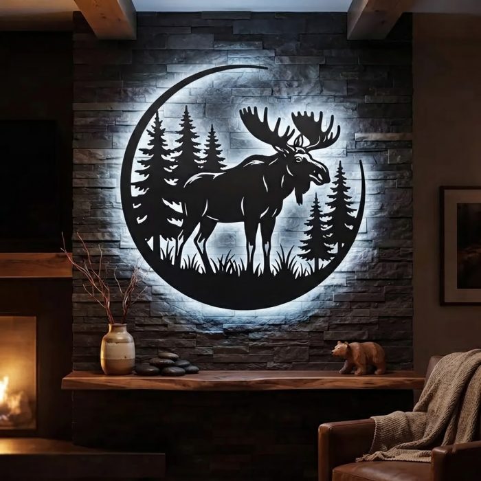 Moose LED Metal Wall Art