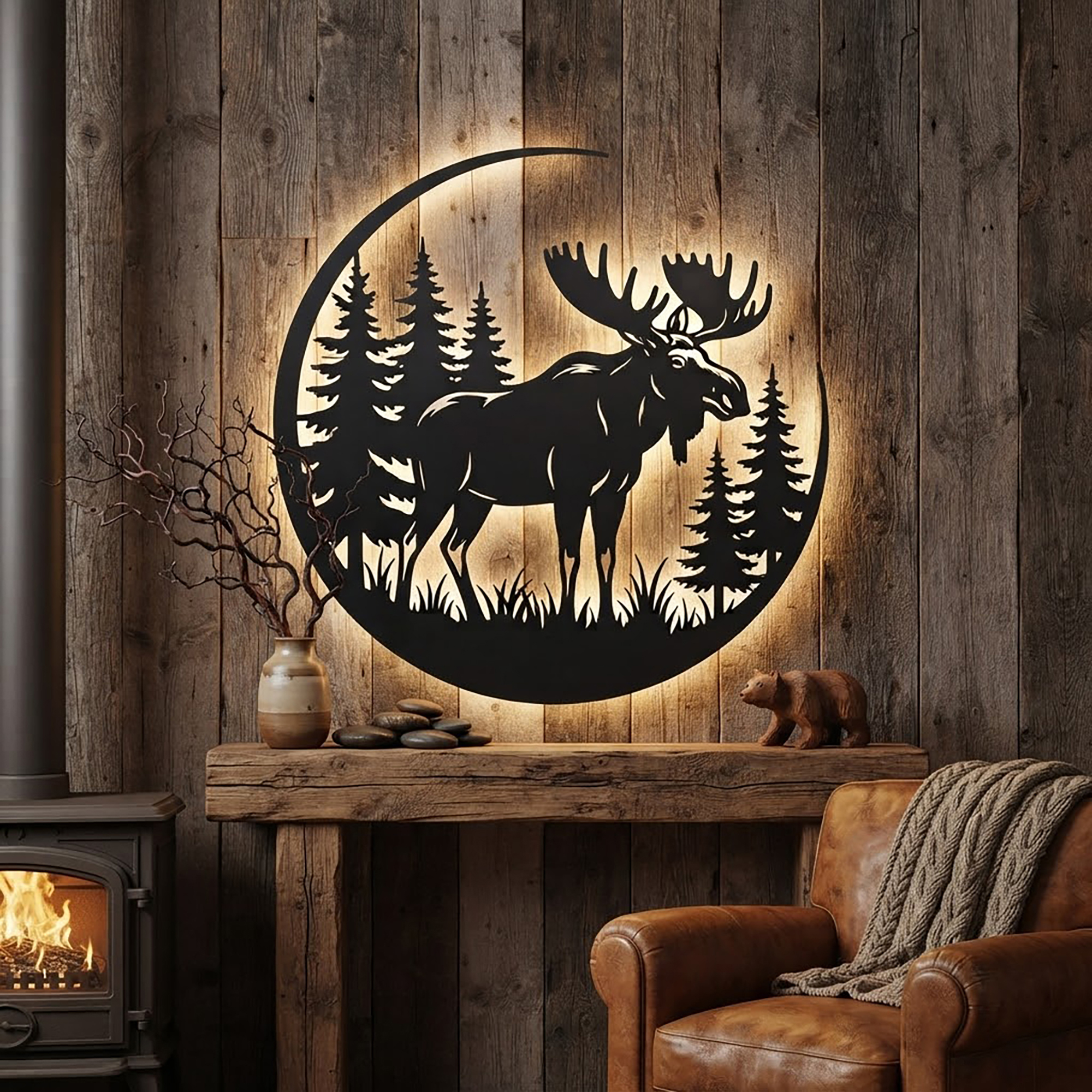 Moose LED Metal Wall Art - product view 2