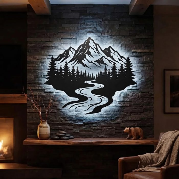 Mountain Forest LED Metal Wall Art
