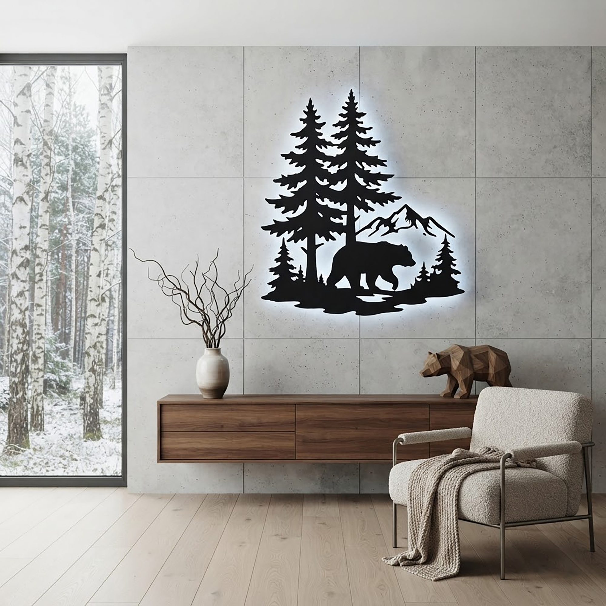 Black Bear LED Metal Wall Art - product view 2