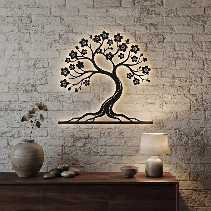 Flowering Tree of Life LED Metal Wall Art