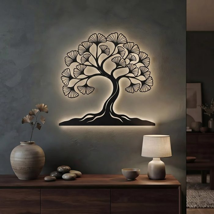 Ginkgo Tree LED Metal Wall Art
