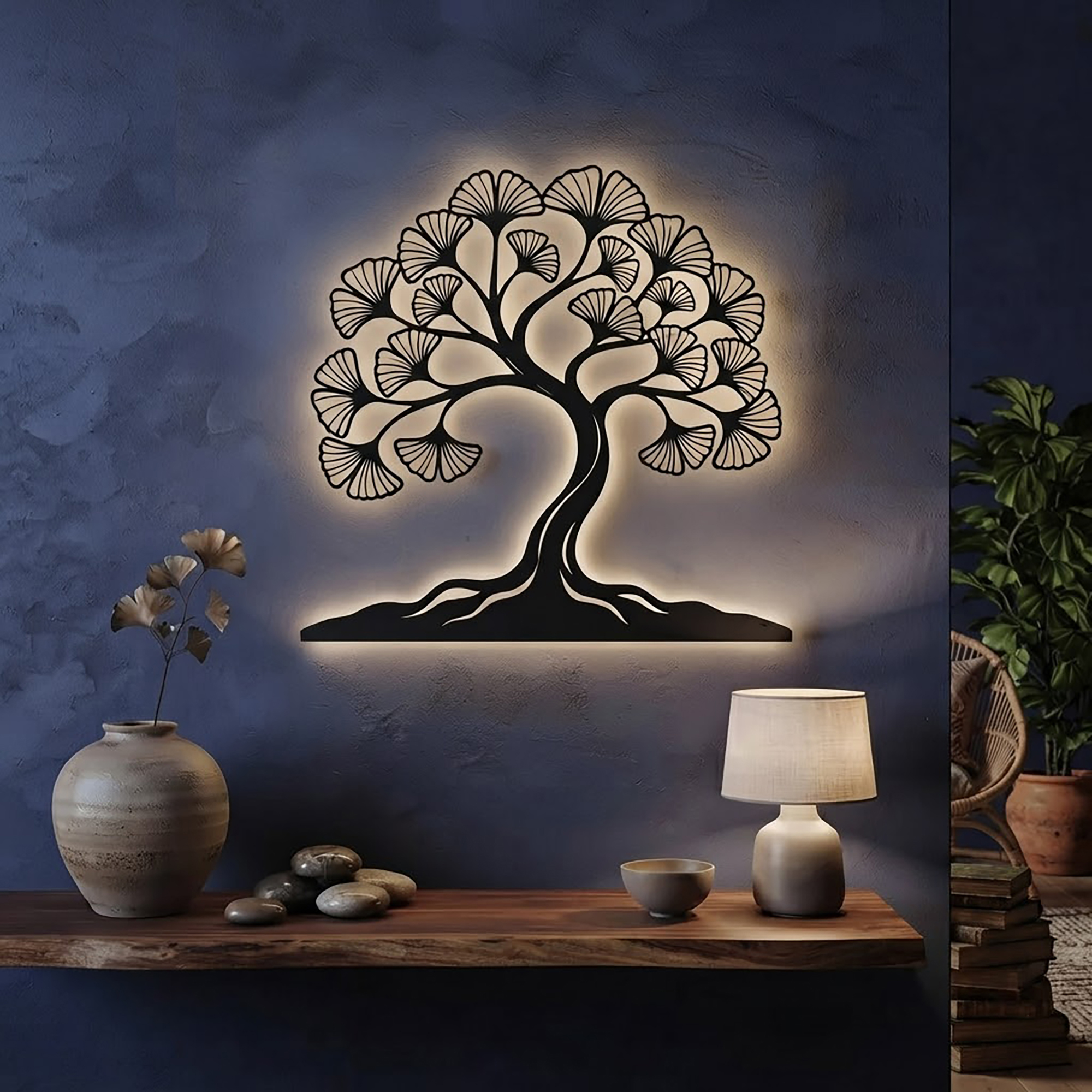 Ginkgo Tree LED Metal Wall Art - product view 2