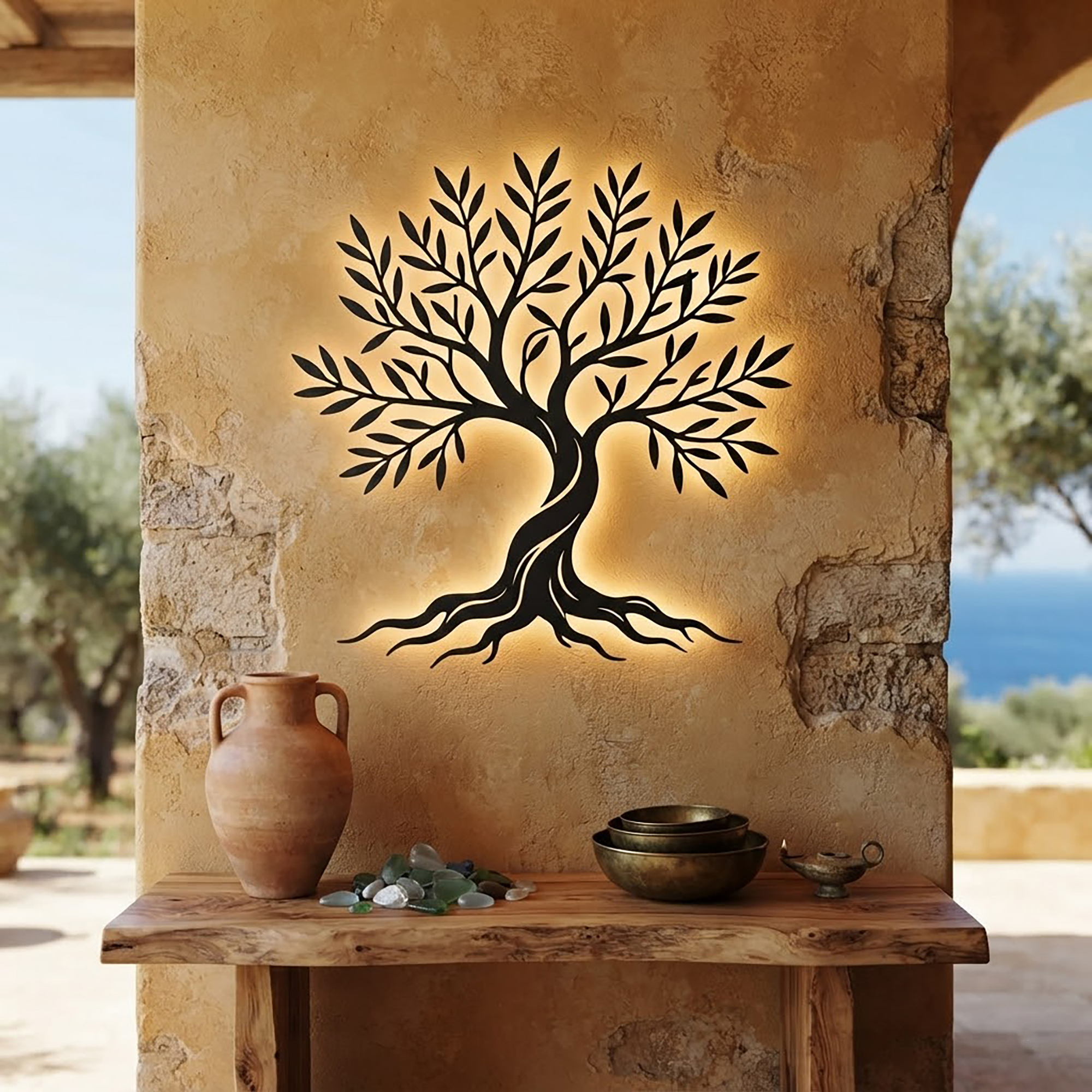 Tree of Life LED Metal Wall Art - product view 2