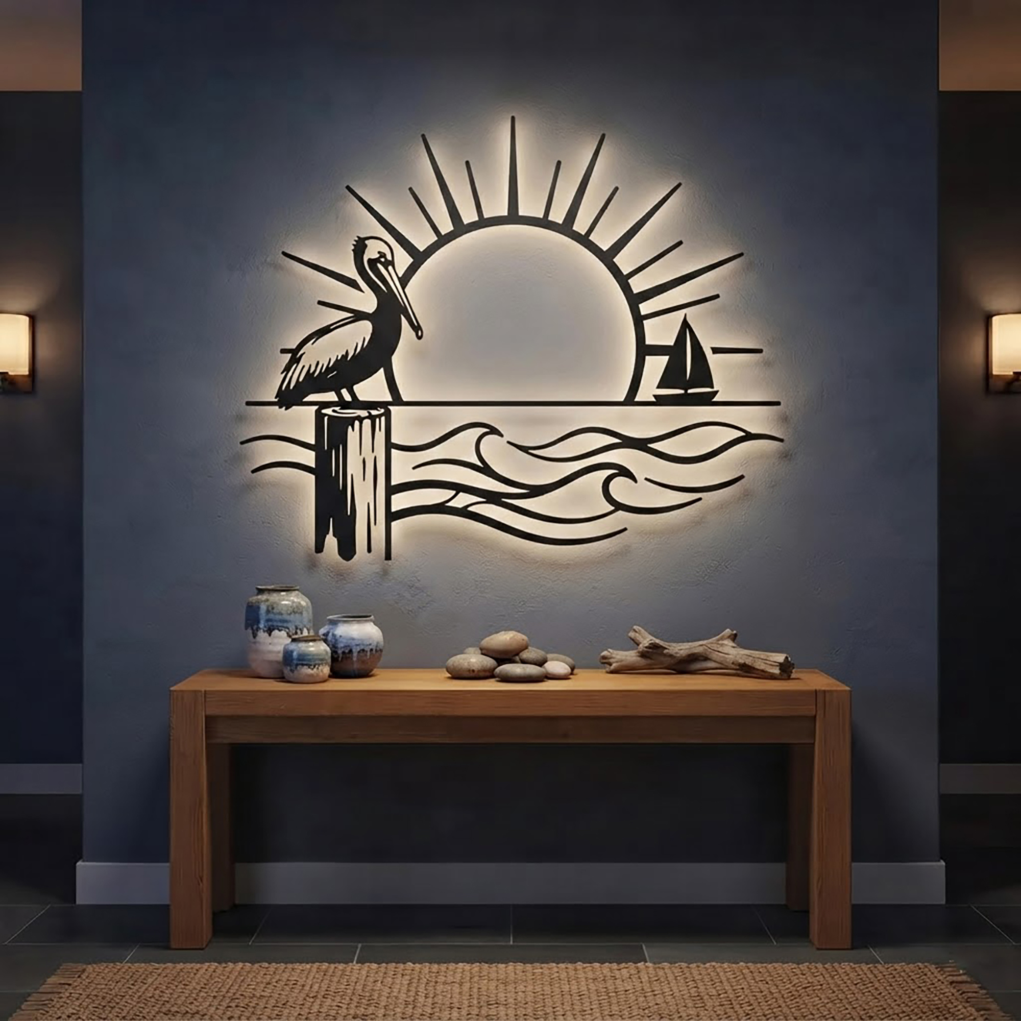 Pelican LED Metal Wall Art