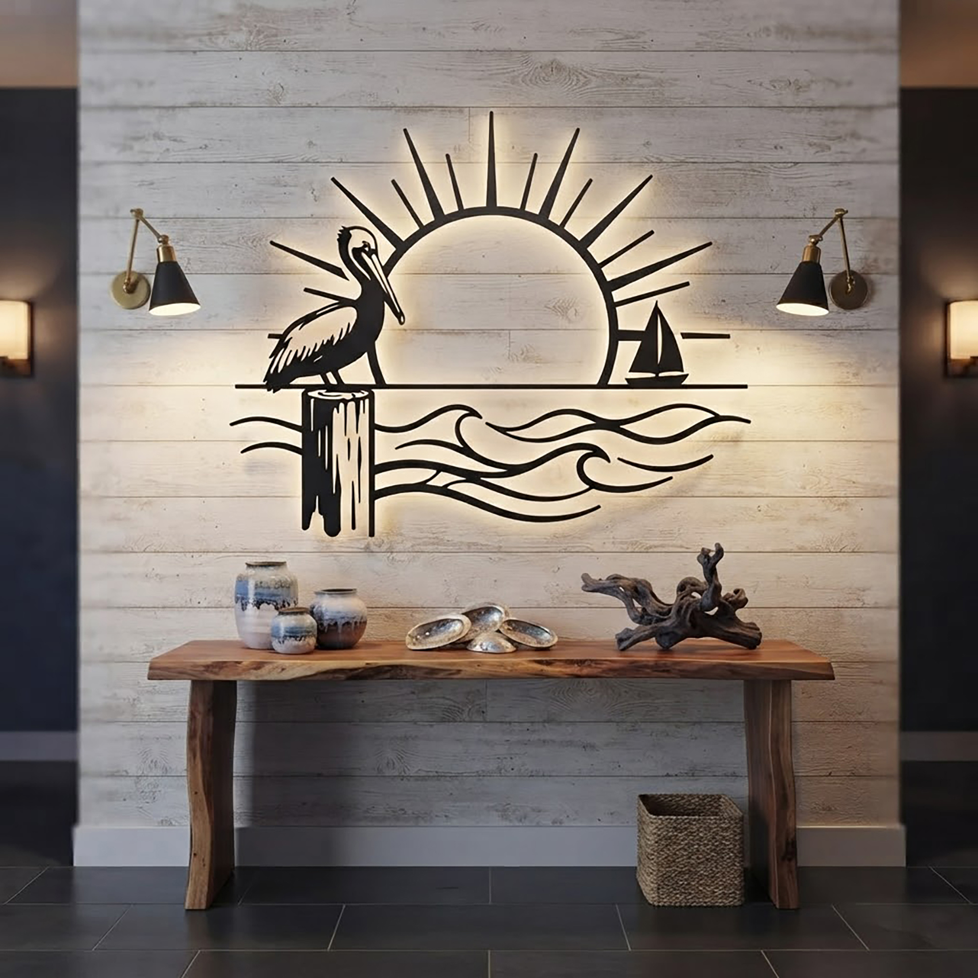 Pelican LED Metal Wall Art - product view 2