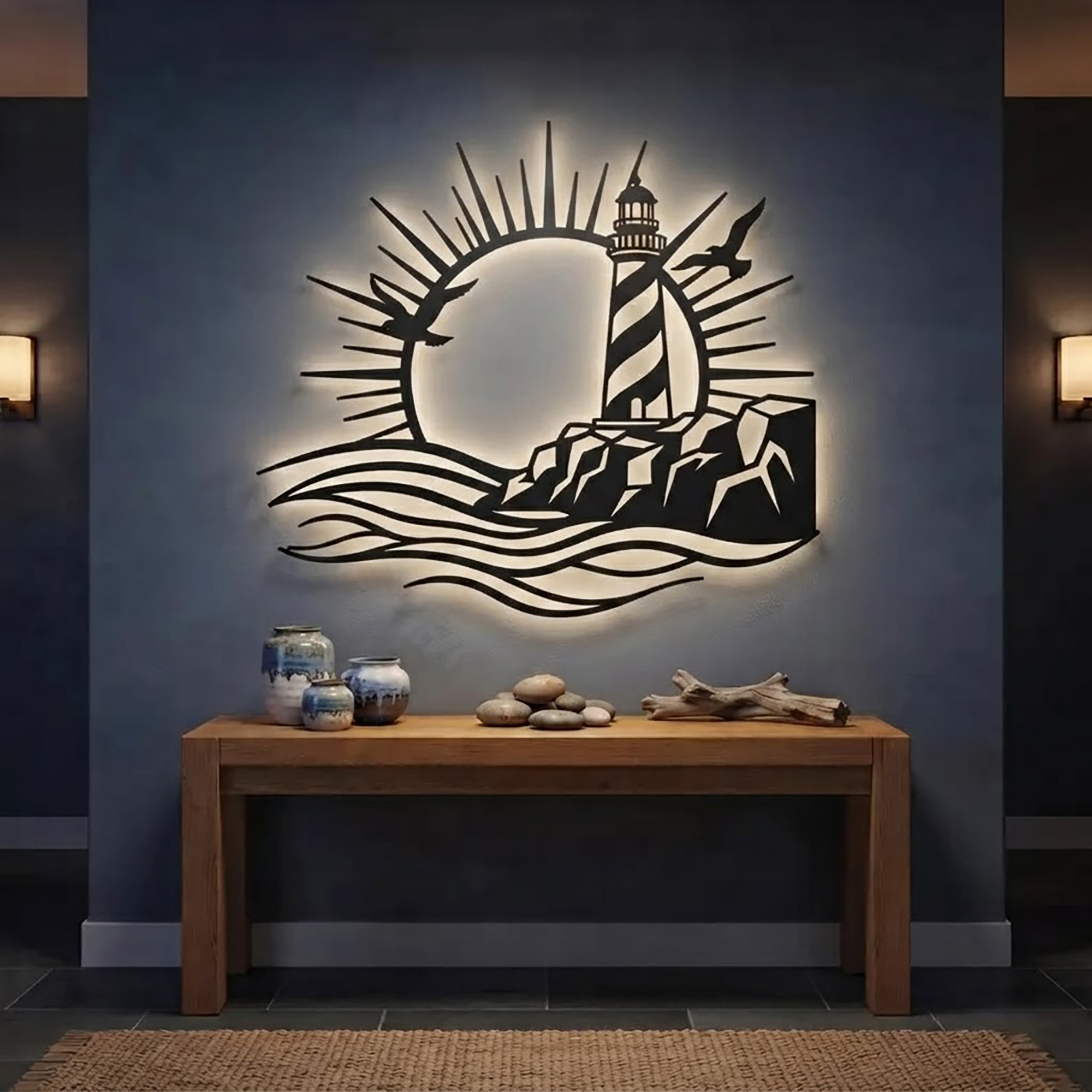 Lighthouse LED Metal Wall Art