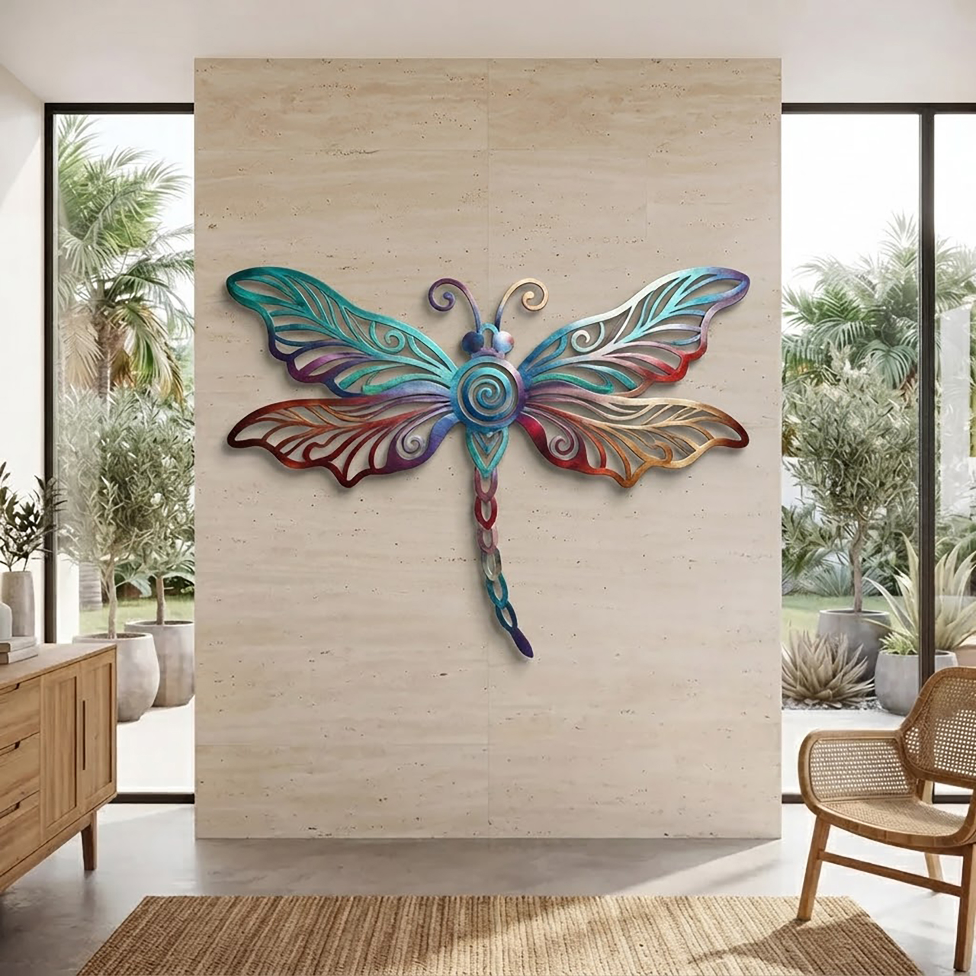 Colorful Dragonfly Metal Wall Art