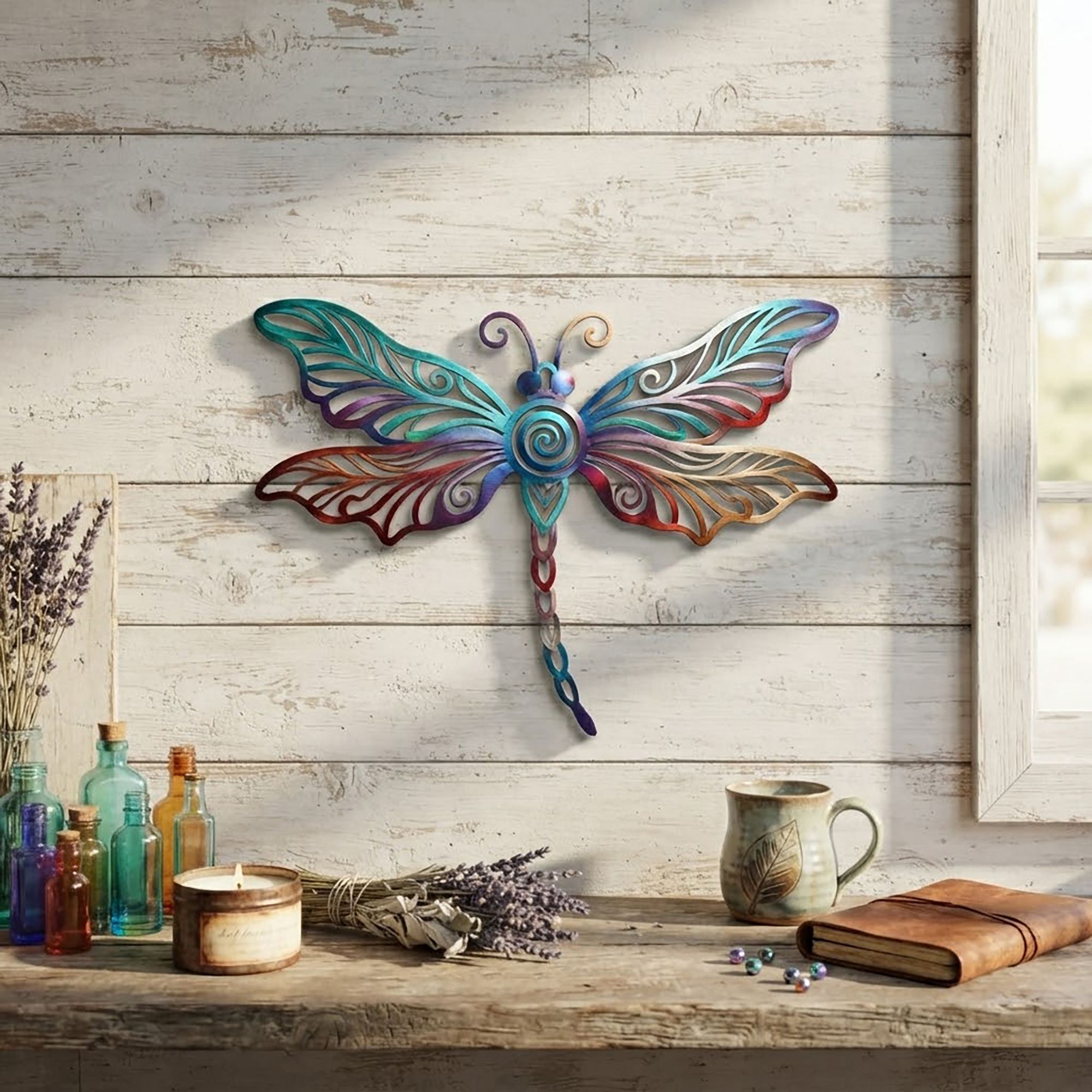 Colorful Dragonfly Metal Wall Art - product view 2