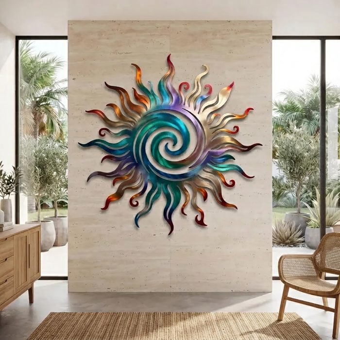 Colorful Spiral Sun Metal Wall Art