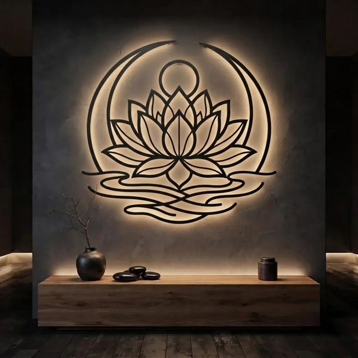 Lotus Flower LED Metal Wall Art
