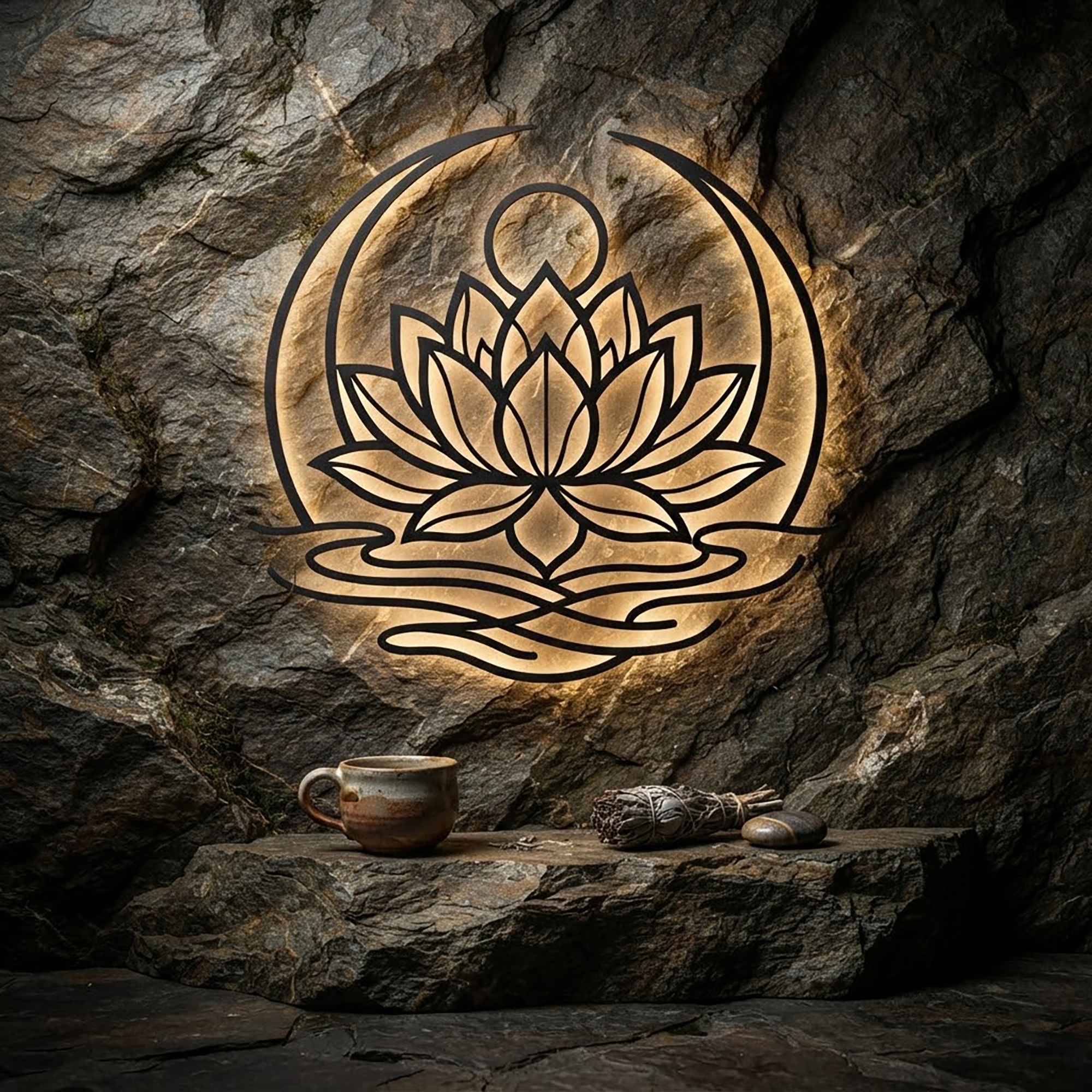 Lotus Flower LED Metal Wall Art - product view 2