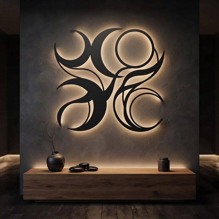 Triple Moon LED Metal Wall Art