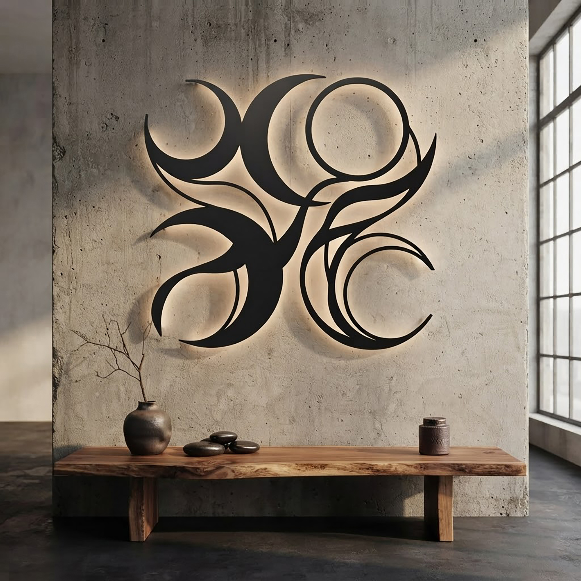 Triple Moon LED Metal Wall Art - product view 2