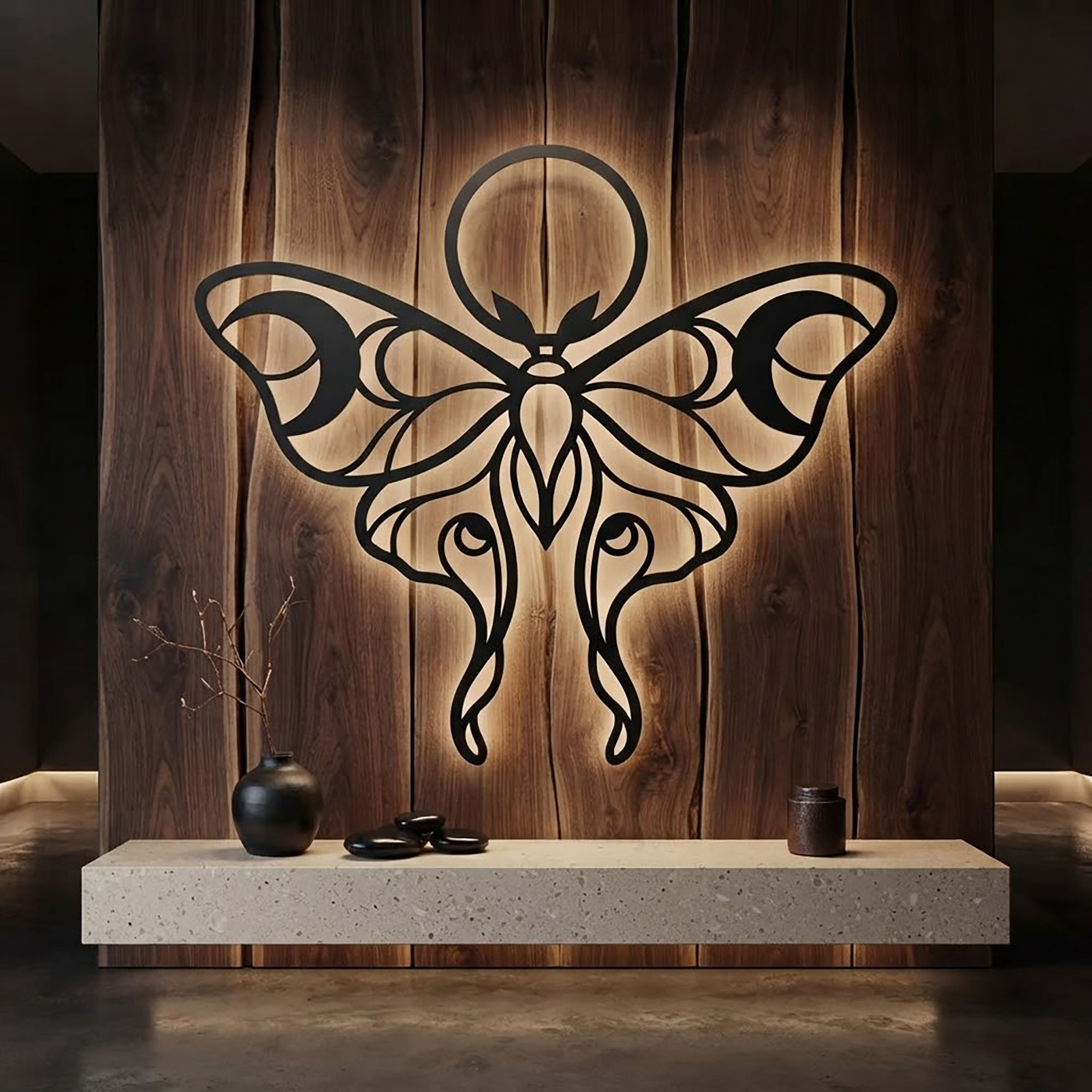 Luna Moth LED Metal Wall Art - product view 2